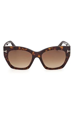 Tom Ford Joni 54mm Gradient Butterfly Sunglasses in Havana /Rose Gold /Brown at Nordstrom