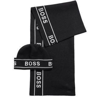 HUGO BOSS Ulfino Muts en Sjaal Set (Zwart)