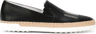 Tod's fringed slip on espadrilles - Zwart