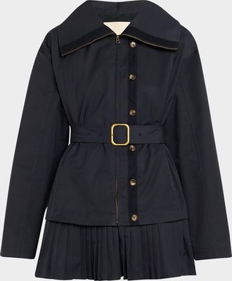Ulla Johnson Lison Belted Jacket with Pleated Hem