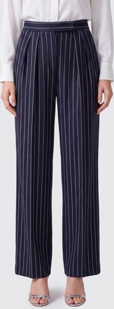 Max Mara Pantaloni palazzo Rio gessati in misto lana a vita alta