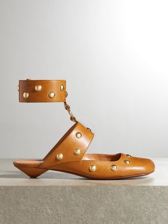 Chlo&eacute; Mule In Pelle Con Borchie Jade - Marrone