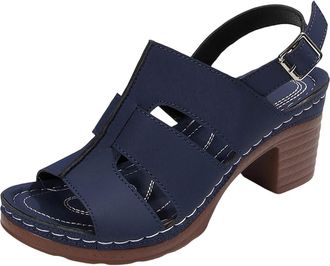 Generic RLEHJN Wedge Walking Sandals for Women Ankle Strap, Womens Platform Chunky Heels Round Open Toe High Heeled Sandals Comfortable Wedges Shoes for Party