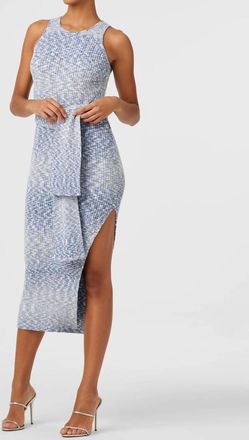 Toccin Penny Racer Tie Front Dress & Cardigan In Azure Multi