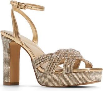 Aldo Shimma Ankle Strap Platform Sandal in Gold at Nordstrom, Size 6.5