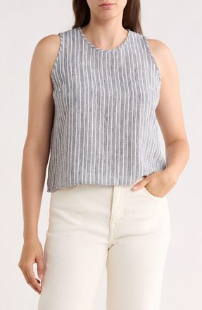 Renee C Stripe Sleeveless Cotton Top in Black at Nordstrom Rack, Size X-Small