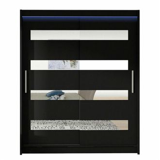Mirjan24 Armario Closico 136, Negro, 200x150x58cm, Puertas De Armario: Correderas, N&uacute;mero De Estantes: 5, Led