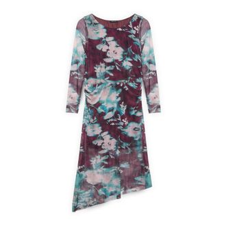 Fiorella Rubino Lange tule jurk met print - Dames - Casual kleedjes - Rood - L - Tule - Kleedjes