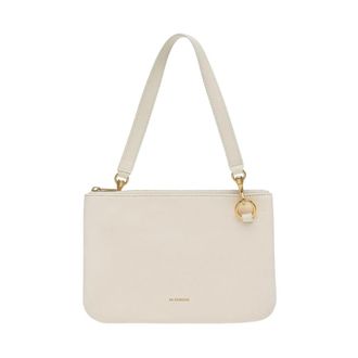 Jil Sander Leren Schoudertas - Dames - Schoudertassen - Beige - ONE Size - Leer - Tassen