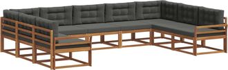 vidaXL Conjunto De Sof&aacute;s De Exterior 9 Uds. Natural Y Antracita Vidaxl