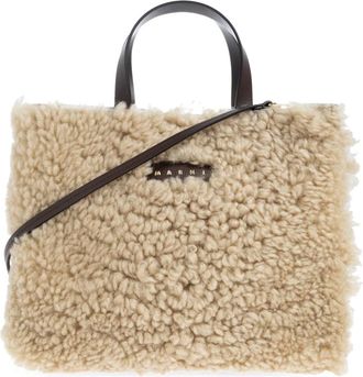Marni Tassen, Dames, Beige, ONE Size, Leer, Museo Bag