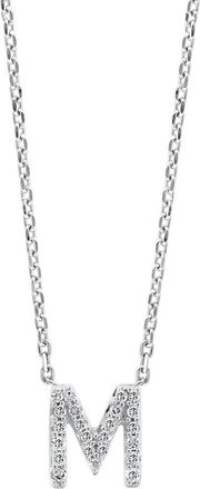 Effy Sterling Silver Diamond M Initial Pendant Necklace at Nordstrom Rack, Size 18