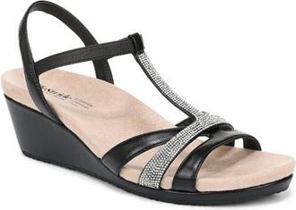 Life Stride Mimosa Slingback Platform Wedge Sandal in Black at Nordstrom, Size 9.5
