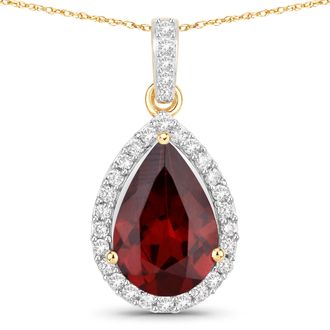 Diana M. Jewels Rhodolite Pears 12x8mm - 1Pc + White Diamond F/C Round 1.30mm( I1-I2/I color ) - 28Pcs + White Diamond F/C Round 1.10mm( I1-I2/I color ) - 3Pcs ( Whit