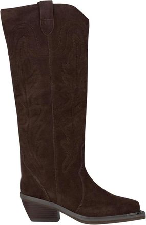 Alma En Pena Geborduurde platte laars - Dames - Cowboylaarzen - Bruin - 39 EU - Schoenen