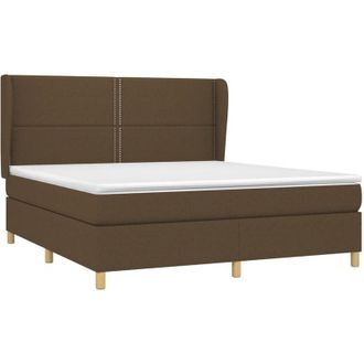 vidaXL Vidaxl - Cama Box Spring Con Colch&oacute;n Tela Marr&oacute;n Oscuro 180x200 Cm