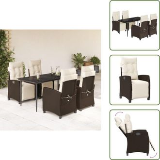 vidaXL Cuscini da seduta - vidaXL Set da Pranzo da Giardino 5pz con Cuscini in Polyrattan Marrone - Rattan PE