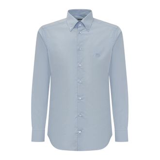 Etro Overhemd met knoopsluiting - Heren - Zakelijke Overhemden - Blauw - 2XL - Katoen - Overhemden