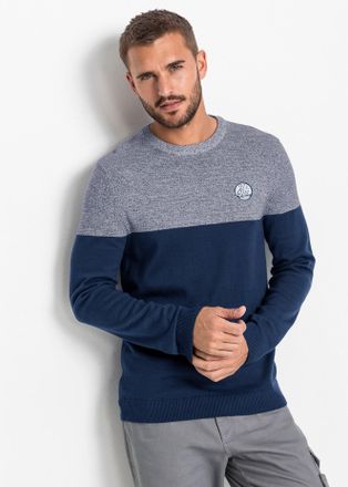 Catamaran Rundhalspullover CATAMARAN Pullover, Herren, Gr. 56/58, dunkelblau, meliert, 50% Baumwolle, 50% Polyacryl, meliert, unifarben, Pullover Rundhalspullov