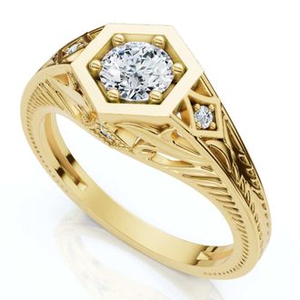 Pompeii3 1/3Ct Diamond Art Deco Diamond Engagement Ring 14k Gold Lab Grown