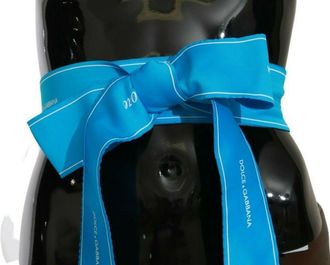 Dolce & Gabbana Womens Blue Waist Ribbon Wide Bow Belt Polyester