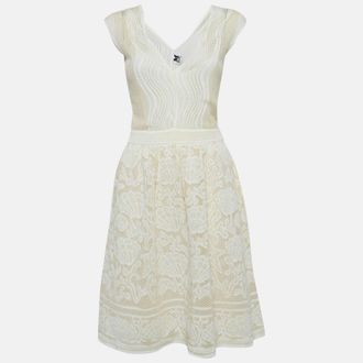 M Missoni White Pattered Lurex Knit Short Dress