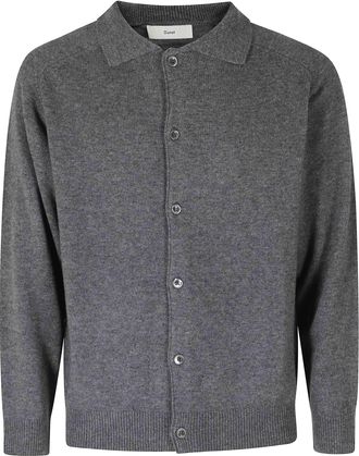Dunst Grey Classic Collar Knit Nylon-Blend Cardigan
