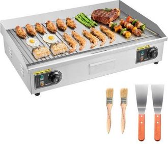 OEM Plancha El&eacute;ctrica 4400 W 725 X 400 Mm, Control De Temperatura 50 A 300 &deg;c, Parrilla De Encimera De Acero Inoxidable Con Superficie Plana, 4 Almohadill