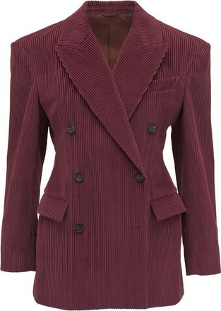 Brunello Cucinelli double-breasted corduroy jacket - women - Cotton - 42 - Red