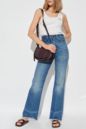 Chlo&eacute; Ribbed Top With Embroidered Logo, Womens, White