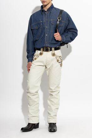 Versace Jeans With Appliqu&eacute;s, Mens, Cream