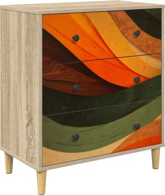 vidaXL Cajonera Bonn Estampado De Onda Retro 66 X 36,5 X 75 Cm Sonoma Vidaxl