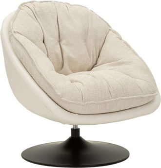 Mauro Ferretti Sill&oacute;n giratorio color crema de estilo retro, 78x78x84 cm
