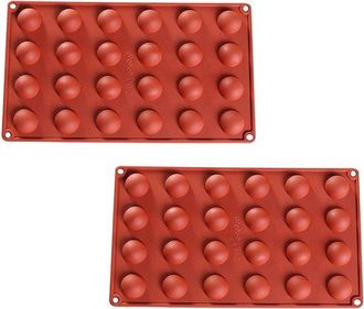OEM 24 Moldes De Silicona Hexagonales Peque&ntilde;os Para Hornear Chocolate, Moldes De Silicona Hemisf&eacute;ricos, Rojo Ladrillo (2 Piezas)