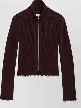 Maison Margiela ribbed cotton high neck zip cardigan