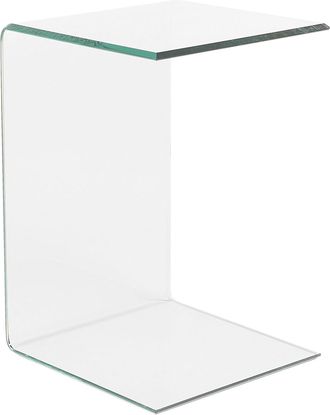 Beliani Mesa Auxiliar De Cristal Transparente 40 X 40 Cm Voladizo Minimalista Lourdes