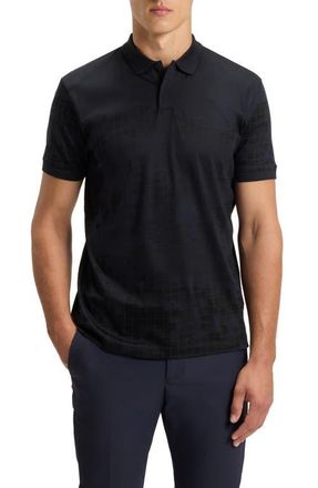 BOSS Grid Print Cotton Polo in Dark Blue at Nordstrom, Size Xx-Large