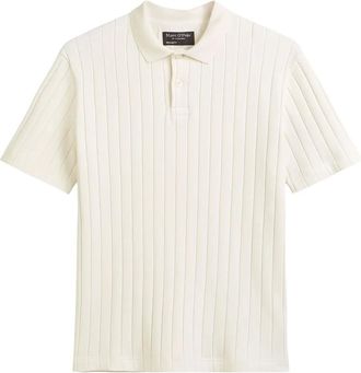 Marc O'Polo Geribbeld poloshirt - Wit