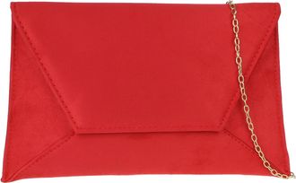 Girly HandBags Womens Plain Suede Clutch Bag - Red