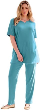 Roaman's Plus Size Soft Knit Tunic With Notch Neckline in Cool Sage at Nordstrom, Size Medium