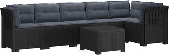 vidaXL Sof&aacute; De Jard&iacute;n Para 6 Personas Con Cojines Estilo Rattan Pp Vidaxl