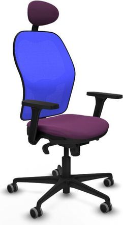 Piqueras y Crespo Piqueras Y Crespo - Jorquera Sincro Malla Azul Similpiel Morado Brazos 3d Base Nailon Cabecero Fijo Ruedas 65mm Engomada