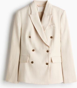 H&M Double-breasted Blazer in Light Beige at Nordstrom, Size Xx-Large