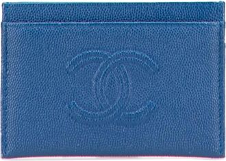 Chanel 2019 CC Caviar card holder - women - Caviar Leather - One Size - Blue
