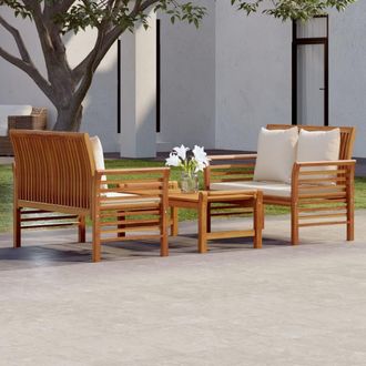 vidaXL Set De Muebles Para Jard&iacute;n 3 Piezas Con Cojines Madera Acacia Vidaxl