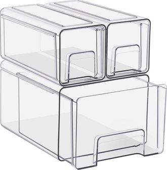 Sorbus 3Pc Clear Stackable Storage Drawers