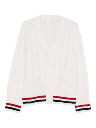 Thom Browne Cable Knit wool cardigan - men - Virgin Wool - 4 - White
