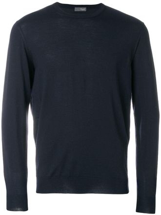 Drumohr Classic Fine-Knit Crew Neck Wool Sweater
