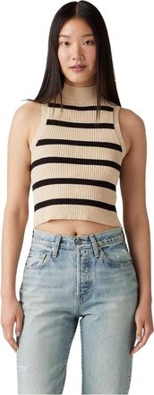 Levi's Tulip mouwloze crop-top met hoge hals voor dames (Creme)