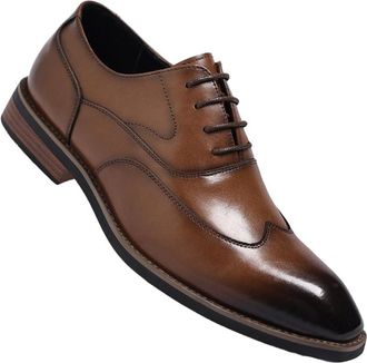 Generic Mens Oxford Leather Shoes Low Top Large Size Business Dress Footwear Suit Compatible for Office Work and Formal Occasions(Brown,10.5)